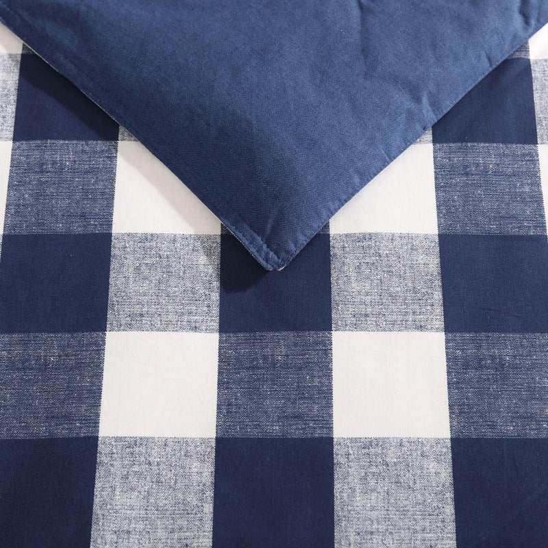 Eddie Bauer - Queen Duvet Cover Set, Reversible Cotton Bedding with Matching Shams, Stylish Plaid Bedding Set (Lakehouse Blue, Queen) - Image 3